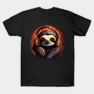 Slothy Vibes Cute Sloth with Headphones T-Shirt